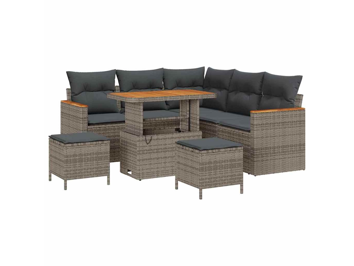 Maison Exclusive - Conjunto De Sofá De Jardín Con Cojín 8 Pcs Gris Poliratán
