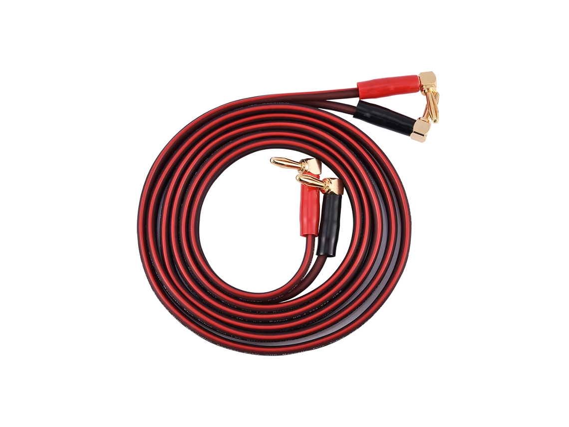 Cable Para Altavoces De Cobre Puro Con Conectores Banana En Forma De L En Ángulo Recto, Rojo Y Negro, 1,8 Metros.
