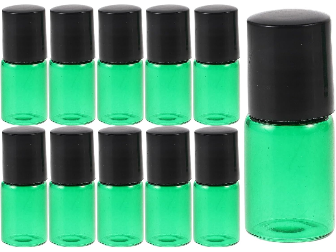 Lot De 15 Flacons Roll, On En Verre Vert 2 Ml Rechargeables Para Huiles Esencialles