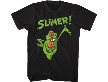Camisetas Unisex DEEPSTONE Distressed Slimer Real Ghostbusters Negro (L)