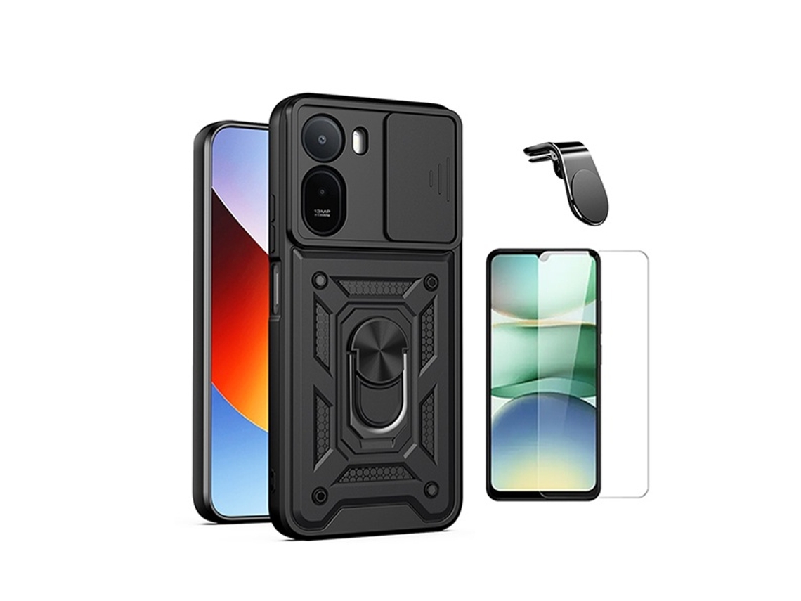 Kit Vidro Clearglass Capa Magnetic Slide Window Suporte L Phonecare Para Xiaomi Redmi A7 Pro 4g - Preto