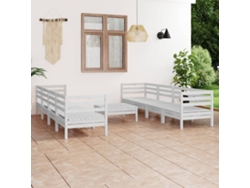 Conjunto de salón de jardín de 9 piezas de pino macizo blanco Dkd Home Decor