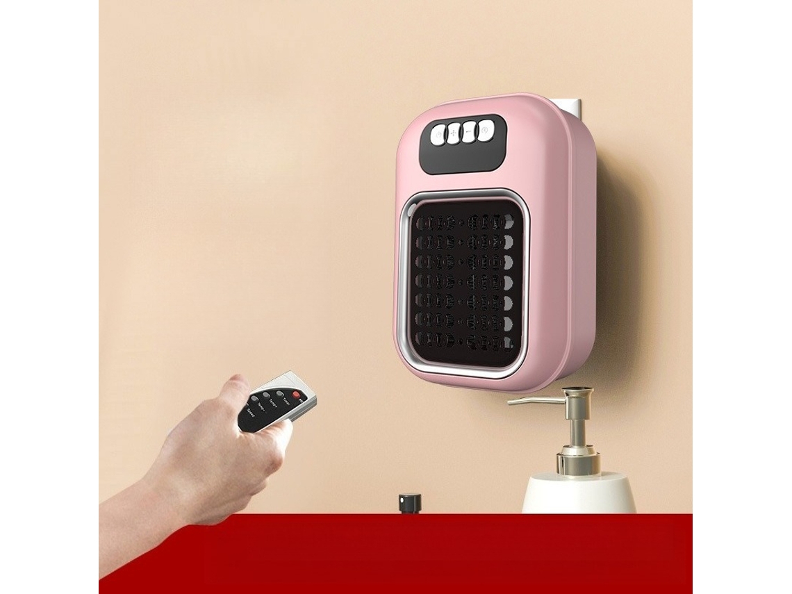 Calefactor portátil, calefactor de pared con ventilador y control remoto (rosa) Cuich