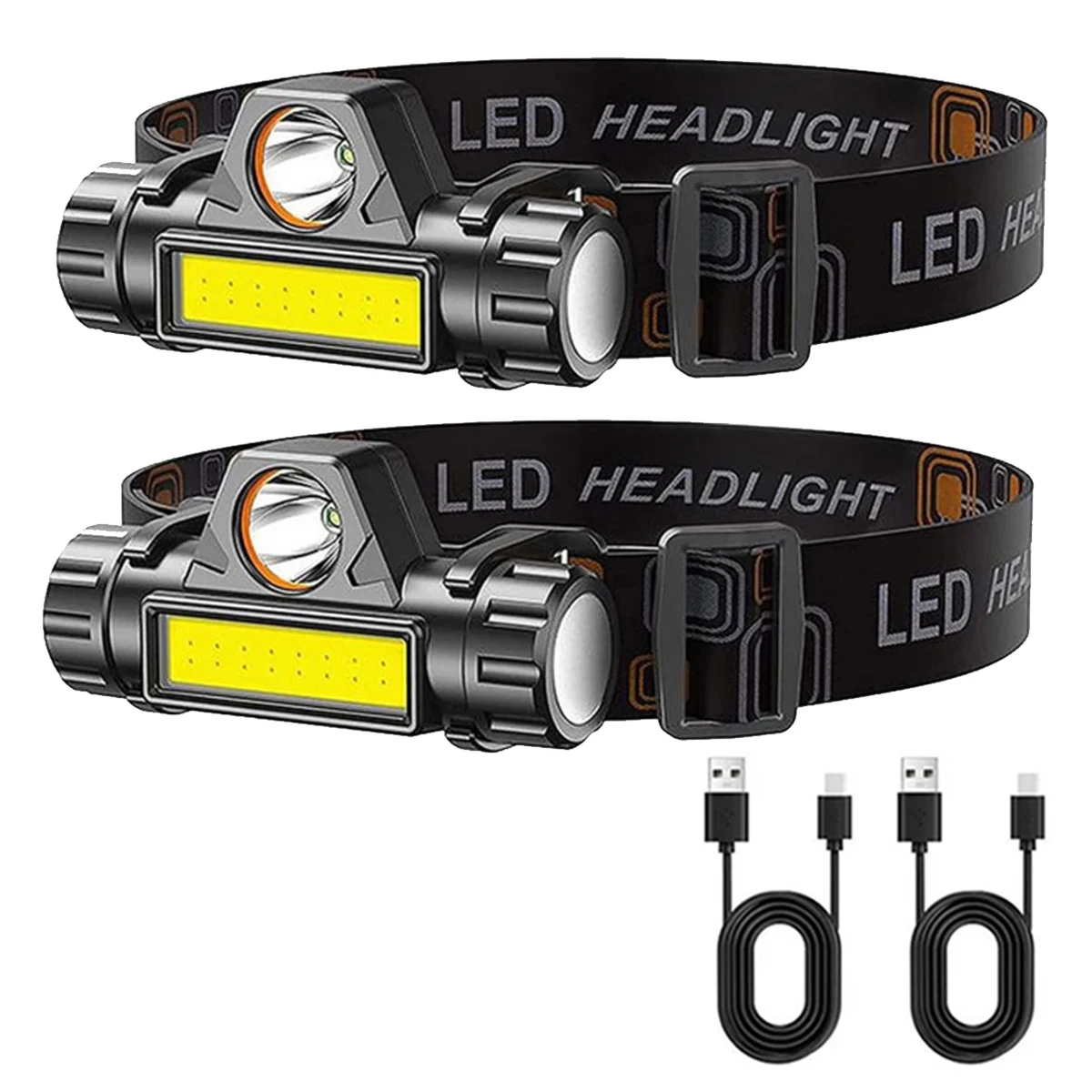 Kit con 2 linternas frontales LED COB recargables, superbrillantes, magnéticas e impermeables, para pesca al aire libre. Aeuzwr