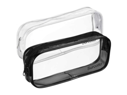 2026rebe-linjou 2 Fundas De Lápices Transparentes, Pvc Con Cremallera (negro+blanco)