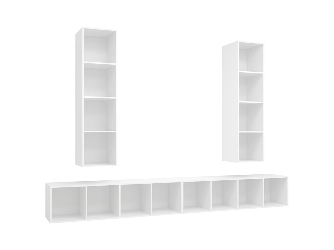 Conjunto de 4 muebles de TV de pared, derivados de madera, blanco, MAISON EXCLUSIVE