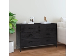 Aparador De Madera Maciza De Pino Negro 110x35x70 Cm
