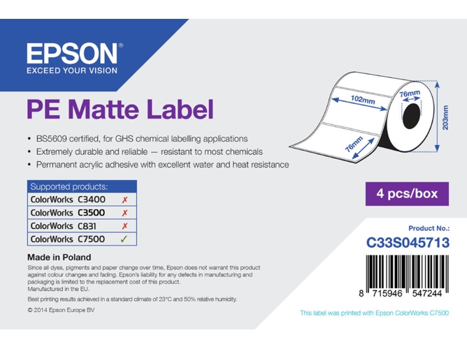 Etiqueta de impresión EPSON PE Matte Label