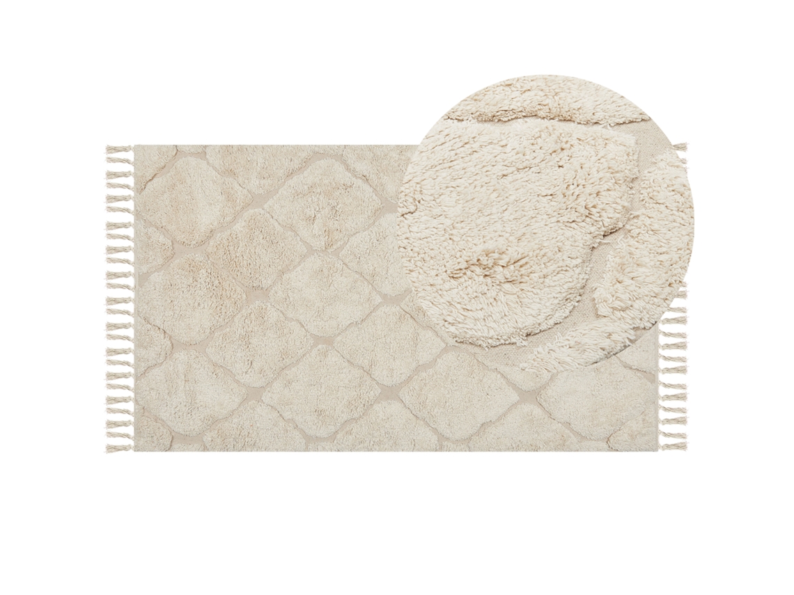 Alfombra de pelo corto BELIANI Silchar de Algodón Beige 80x150