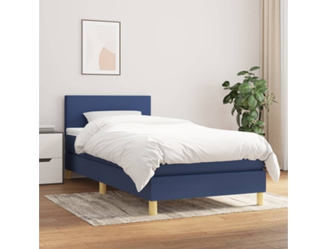 Cama con somier VIDAXL (Azul - Tela - 203 x 90 x 88 cm)
