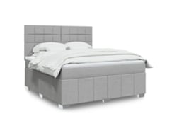 Cama Box Spring Con Colchón Tela Gris Claro 180x200 Cm