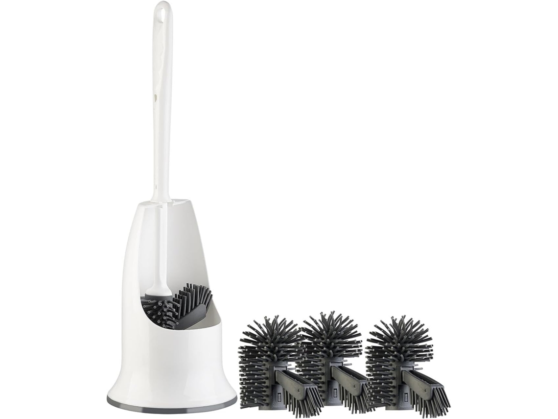 Juego de escobilla de baño con cepillo de silicona, limpiador de llantas y soporte - Gokoco