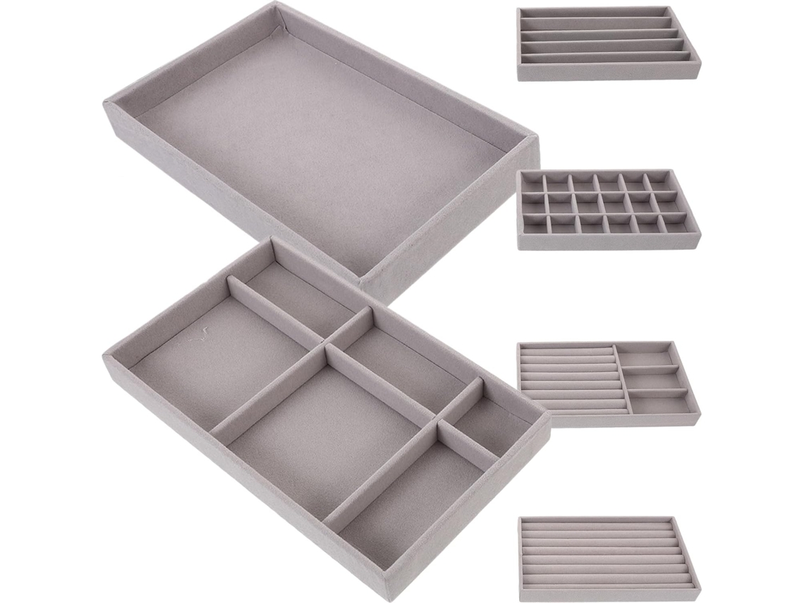 Bandeja Organizadora De Joyas, Elegante Organizador Apilable De Franela Para Pendientes.