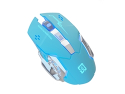Ratón mecánico para juegos recargable, accesorio de computadora inalámbrico + Bluetooth silencioso, azul.