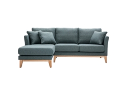 Sofá Chaise Longue a La Izquierda Nórdico Desenfundable Verde Grisáceo Y Madera Clara 3-4 Plazas Oslo MILIBOO