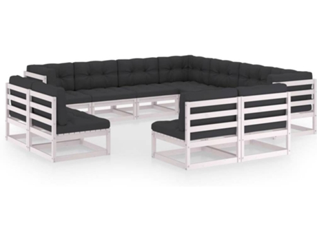 Conjunto 11 de muebles de jardín VIDAXL con cojines madera pino blanco