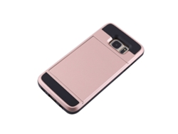 Slim Slide Card Holder Funda Protectora Antichoque Para Samsung S7 Edge Rosa Dorado