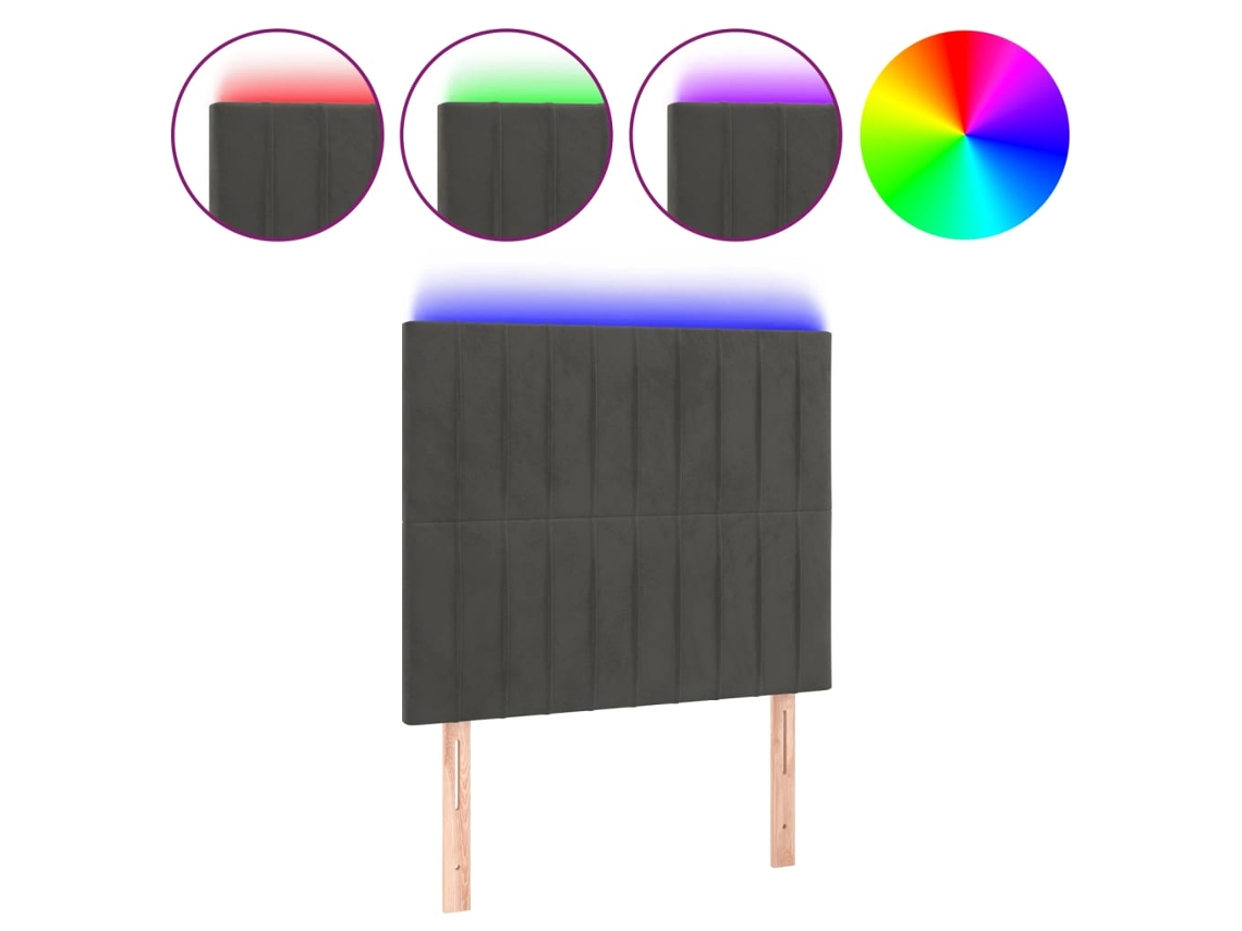 Maison Exclusive - Cabecero Con Luces Led Terciopelo Gris Oscuro 100x5x118/128 Cm