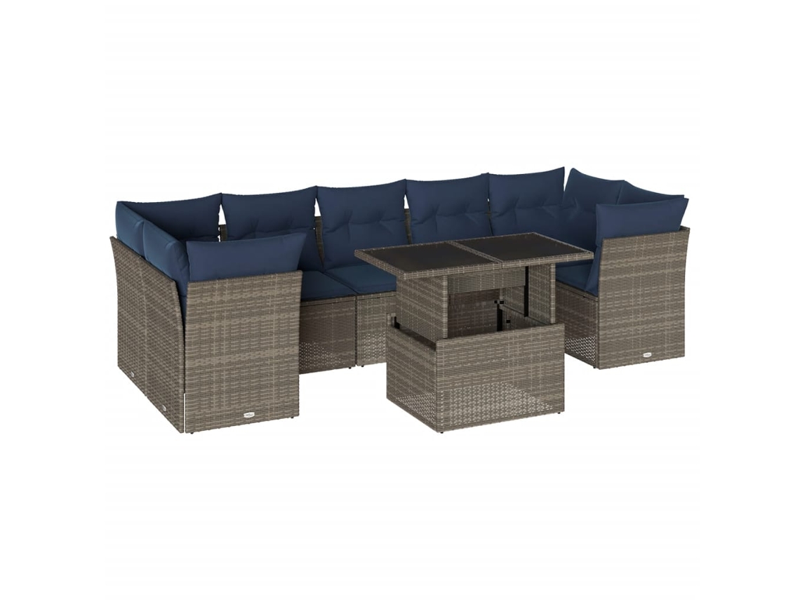 Maison Exclusive - Conjunto De Sofá De Jardín De 8 Piezas Con Cojines, Poliratán Gris