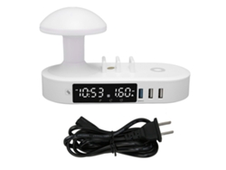 Luz Noturna Relógio Carregador Usb Sem Fio Controle Touch Lâmpada De Mesa 100-240v Plug Us
