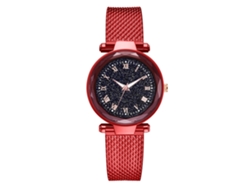 Reloj De Pulsera De Cuarzo Para Mujer Con Correa De Silicona Y Números Romanos Rojos.