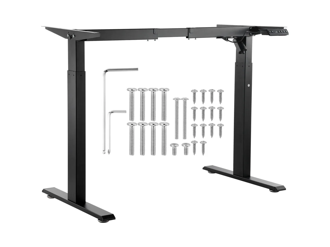 Escritorio de pie Succebuy con altura ajustable de 70 a 117 cm y longitud de 89 a 135 cm.