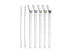 Pajitas de vidrio reutilizables, diseño de mariposas coloridas sobre pajitas transparentes con diseño resistente a la rotura, dobladas D Xxf Rosewell