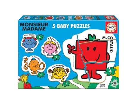 Puzzle Educa Baby 5x3-5 Monsieur Madame 19400 (Edad recomendada: 2 años)