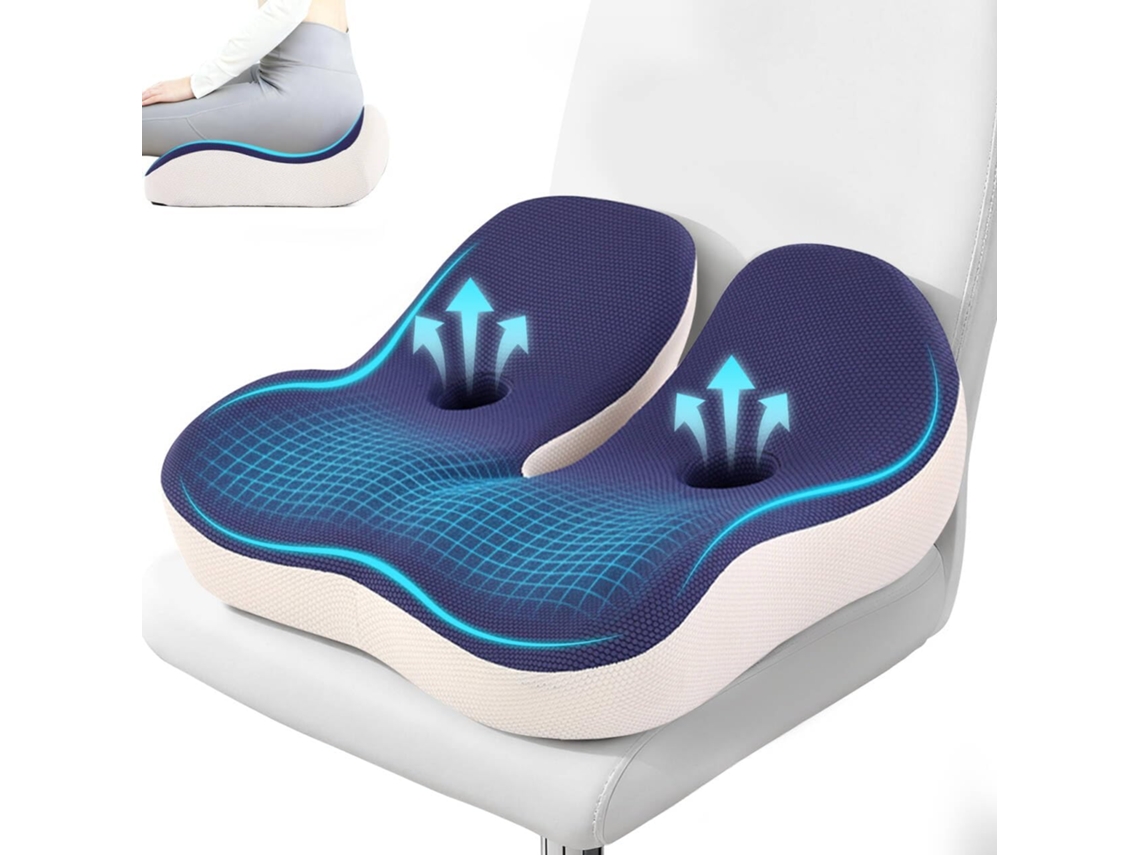 Cojín De Asiento De Espuma Viscoelástica, Cojín Ergonómico Para Silla De Oficina Para Aliviar La Ciática, Azul Gertiz