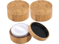 Lot De 3 Boîtes Poudre En Bambou 30 Ml Tamis Y Houppyte, Étui Vide Recargable Pour Maquillaje
