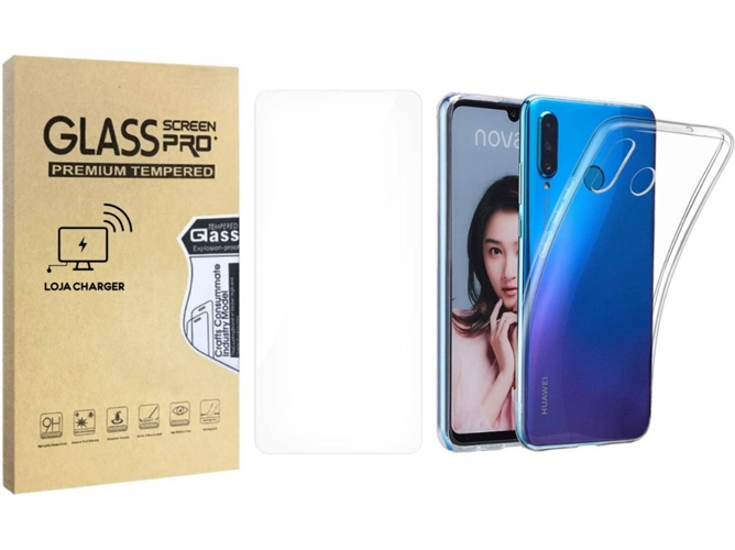 Funda y Protector Cristal Templado Huawei Nova 5T LOJA CHARGER Transparente