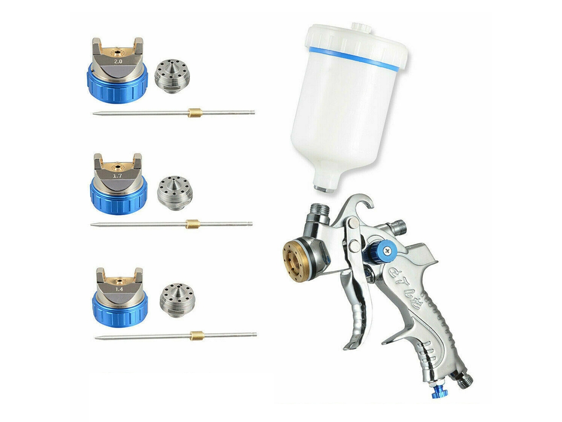 Kit Pulverizador De Pintura Hvlp Para Vehículos Con Regulador De Aire, 600cc, 3 Boquillas