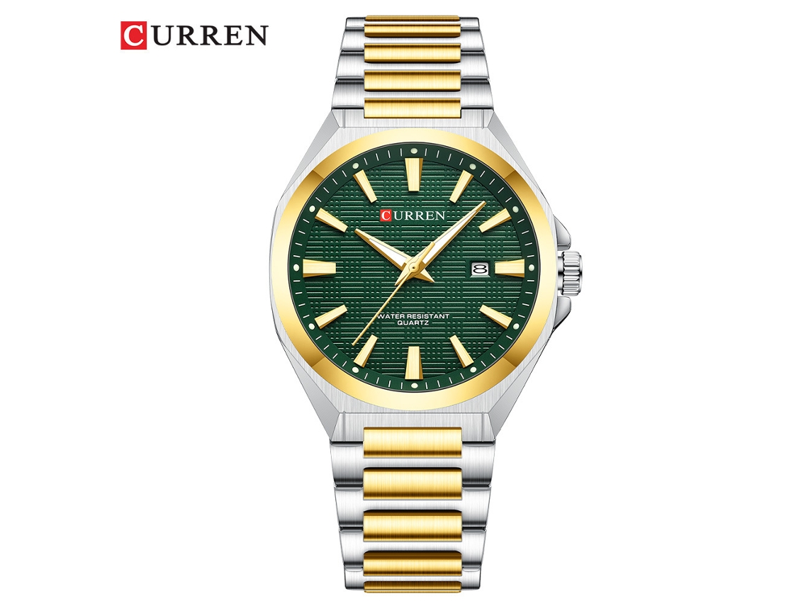 Reloj De Negocios Para Hombre (verde Bicolor), Con Calendario Y Movimiento De Cuarzo.
