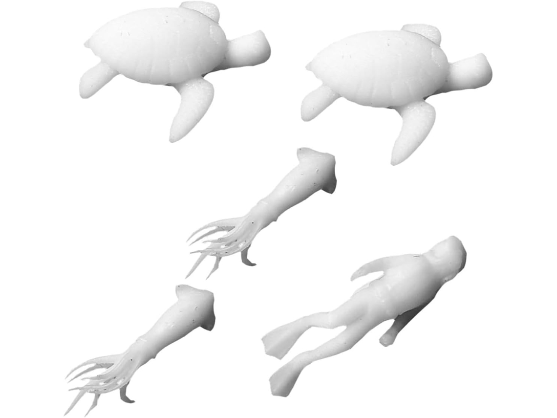 Accesorios Paisajes 3d Tortuga Plástico Blanco Juego 5 Piezas Calamar Delicada Decoración Creativa Buzo