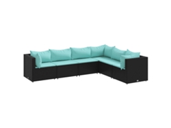 Maison Exclusive - Set Muebles De Jardín 6 Piezas Y Cojines Ratán Sintético Negro