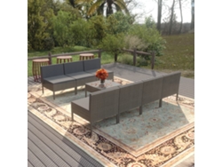Conjunto de jardín de 8 piezas con cojines en mimbre gris, DKD Home Decor