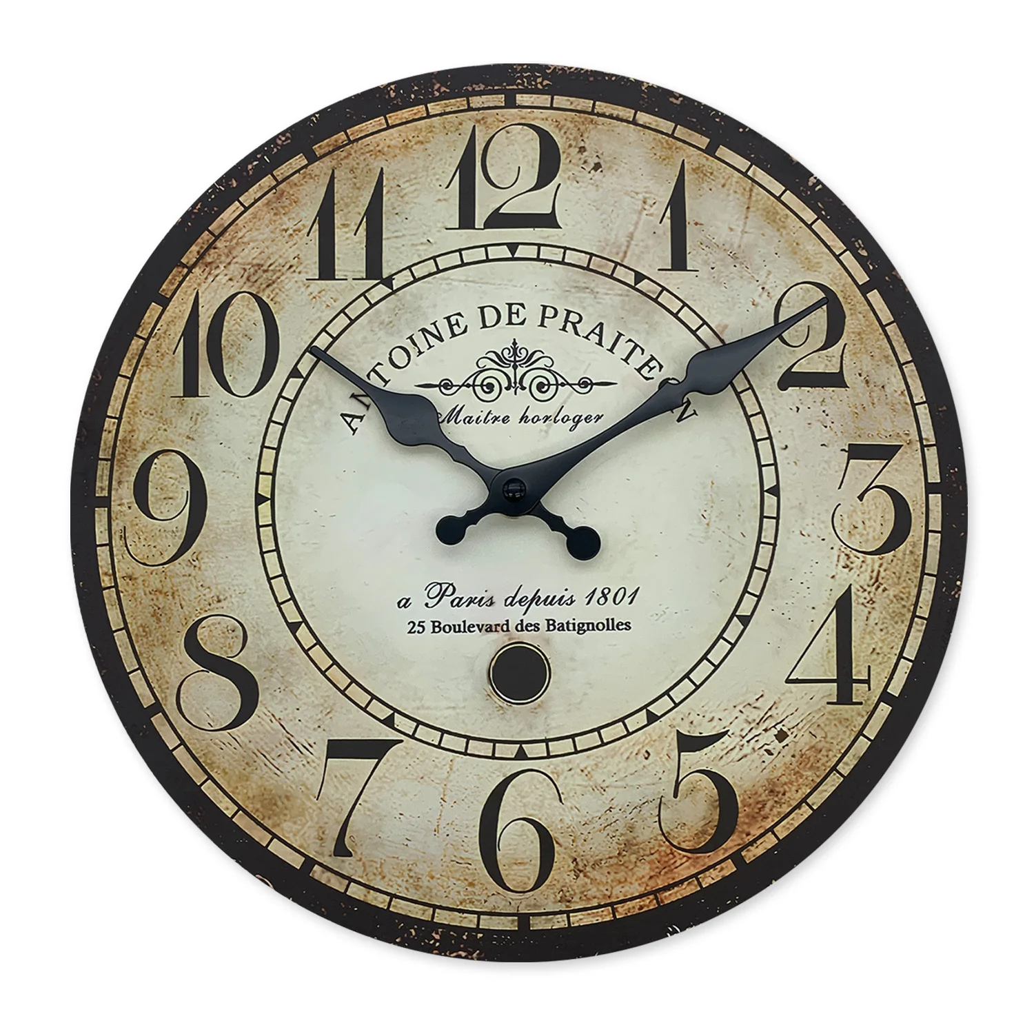 Reloj De Pared De Madera Con Diseño Vintage De 14 Pulgadas, Reloj De Cuarzo Silencioso