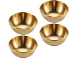 4 mini platos redondos de acero inoxidable para salsas, condimentos, sushi y aperitivos, color dorado, para uso doméstico, 4 piezas.