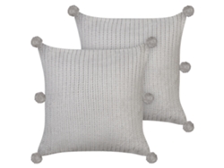 Juego de cojines decorativos de punto BELIANI Ocotea de Algodón Gris 45x45x15