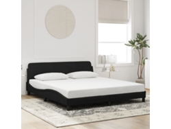 Estructura De Cama Sin Colchón Terciopelo Negro 180x200 Cm