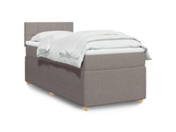 Cama Box Spring Con Colchón Tela Gris Taupe 90x190 Cm