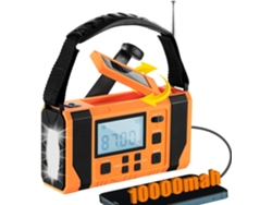 Linterna solar de emergencia con manivela de 10000 mAh, con alerta AM/FM/NOAA y alarma SOS Eifson (naranja)