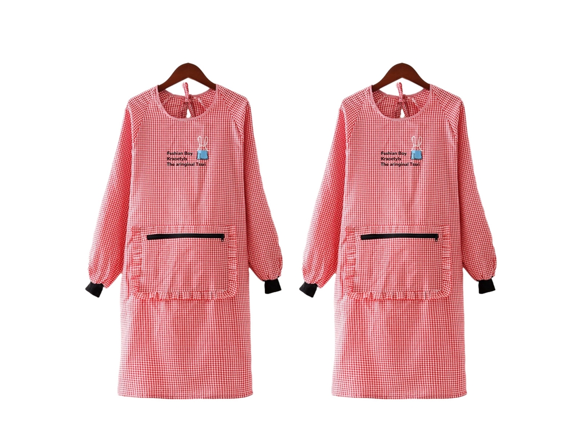 Delantal de algodón de 2 pulgadas, nuevo estilo, impermeable y resistente al aceite para la cocina del hogar, con manga larga y cinturilla, reutilizable.