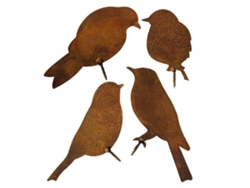 KOFIHETY Decoración Jardín Pájaros Oxidados - Pájaros Clásicos (Juego de 4)