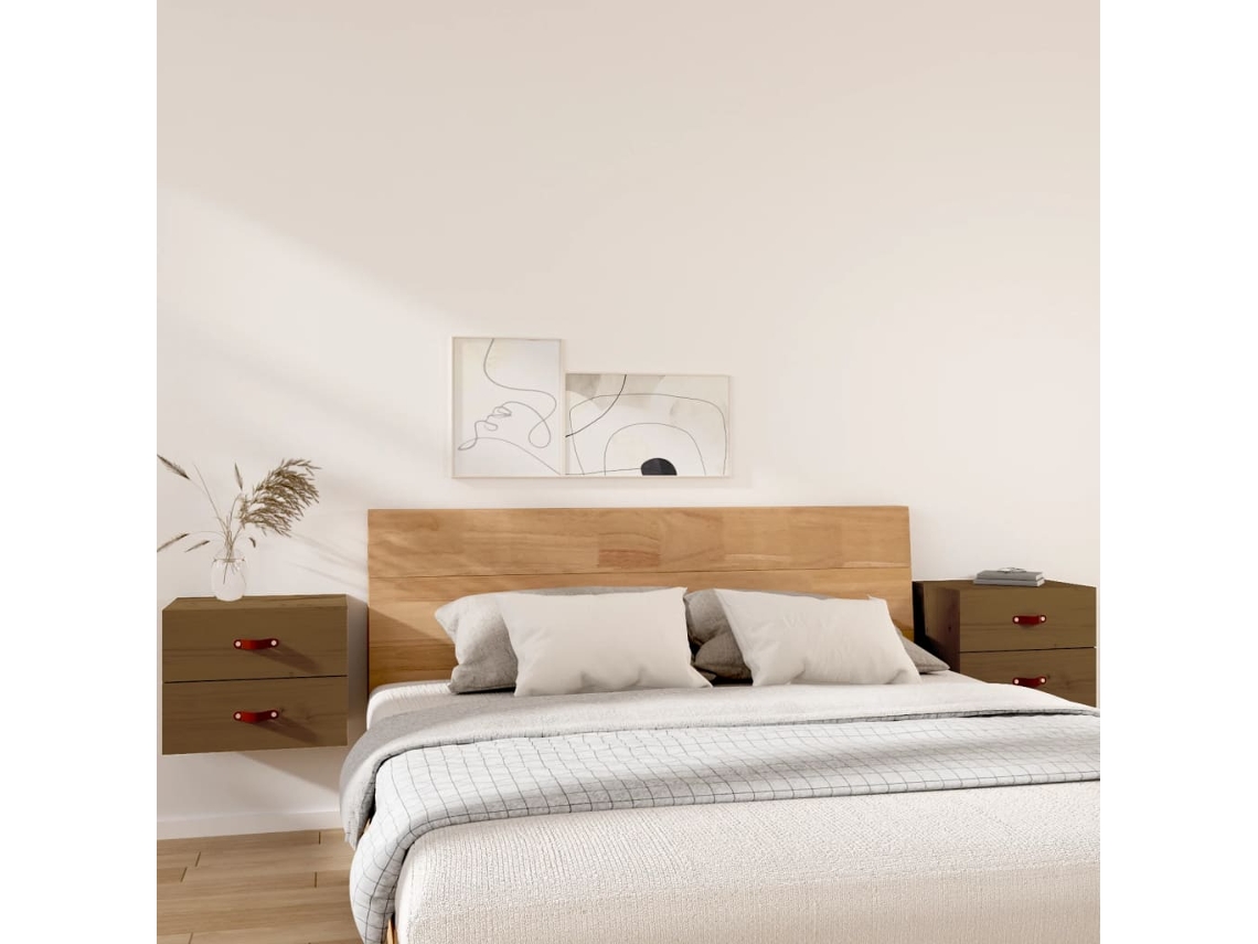 Mesitas de Noche de Pared 2 Pzs 50X36X40 Cm Marrón Miel
