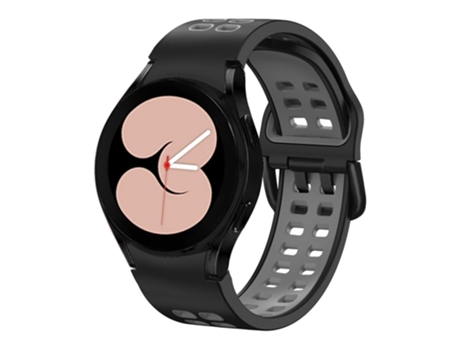 Correa de reloj inteligente para Samsung Galaxy Watch 5 40 mm Correa de reloj de silicona bicolor con orificio de doble fila (negro gris)