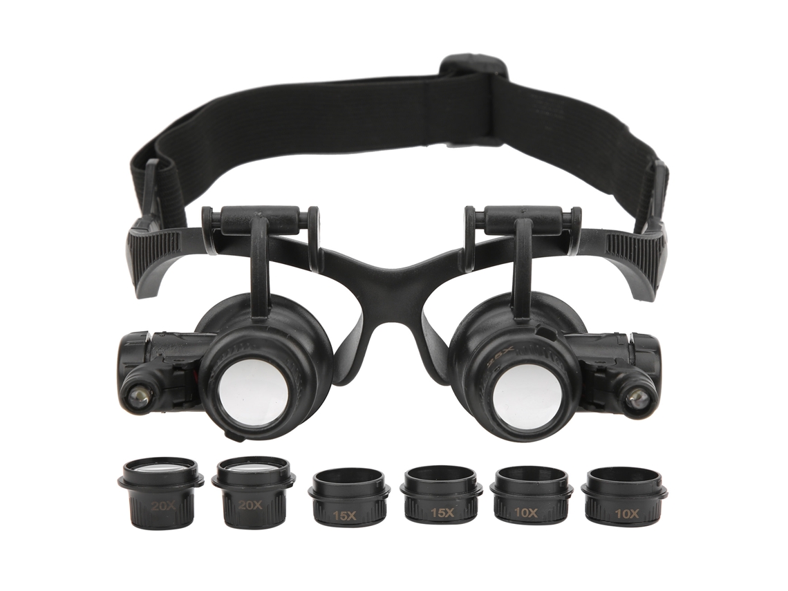 Lupa Para Joyería Con 2 Luces Led Y 8 Lentes Intercambiables (10x, 15x, 20x, 25x) Para Reparaciones.