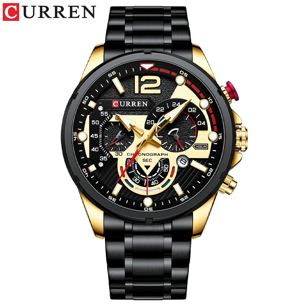 Reloj Deportivo Para Hombre (dorado Y Negro), Resistente Al Agua Y Con Fecha.