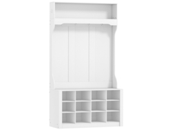 Estantería De Armario, Banco, Ganchos Para Zapatos, Color Blanco