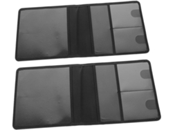 Tarjetero de coche de PU negro, juego de 2 piezas, protege los documentos del seguro y